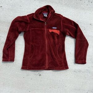 Patagonia Women Size Small Jacket Full Zip Up Coat Maroon Sherpa Fleece
